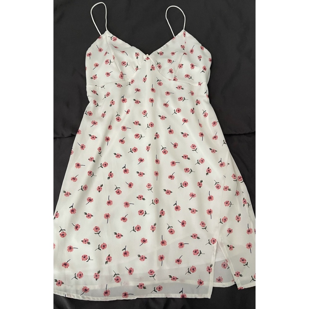 White dress with pink floral